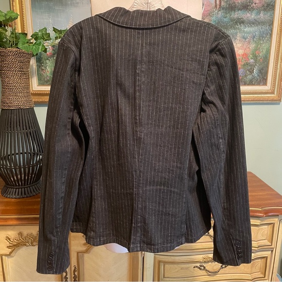 Ralph Lauren Jeans Co Black Denim Pinstrip Jacket Blazer Large NEW NWOT - Picture 5 of 11